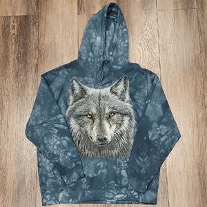 Mountain, Tie-Dye, Wolf, Hoodie, Cozy, Baggy, Warm, Winter, Animal, Unisex, Usa